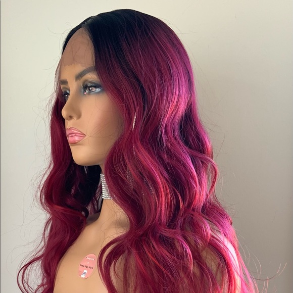 Gorgeous Red Burgundy Body Wave Lace Front Synthetic Wig - Picture 7 of 10